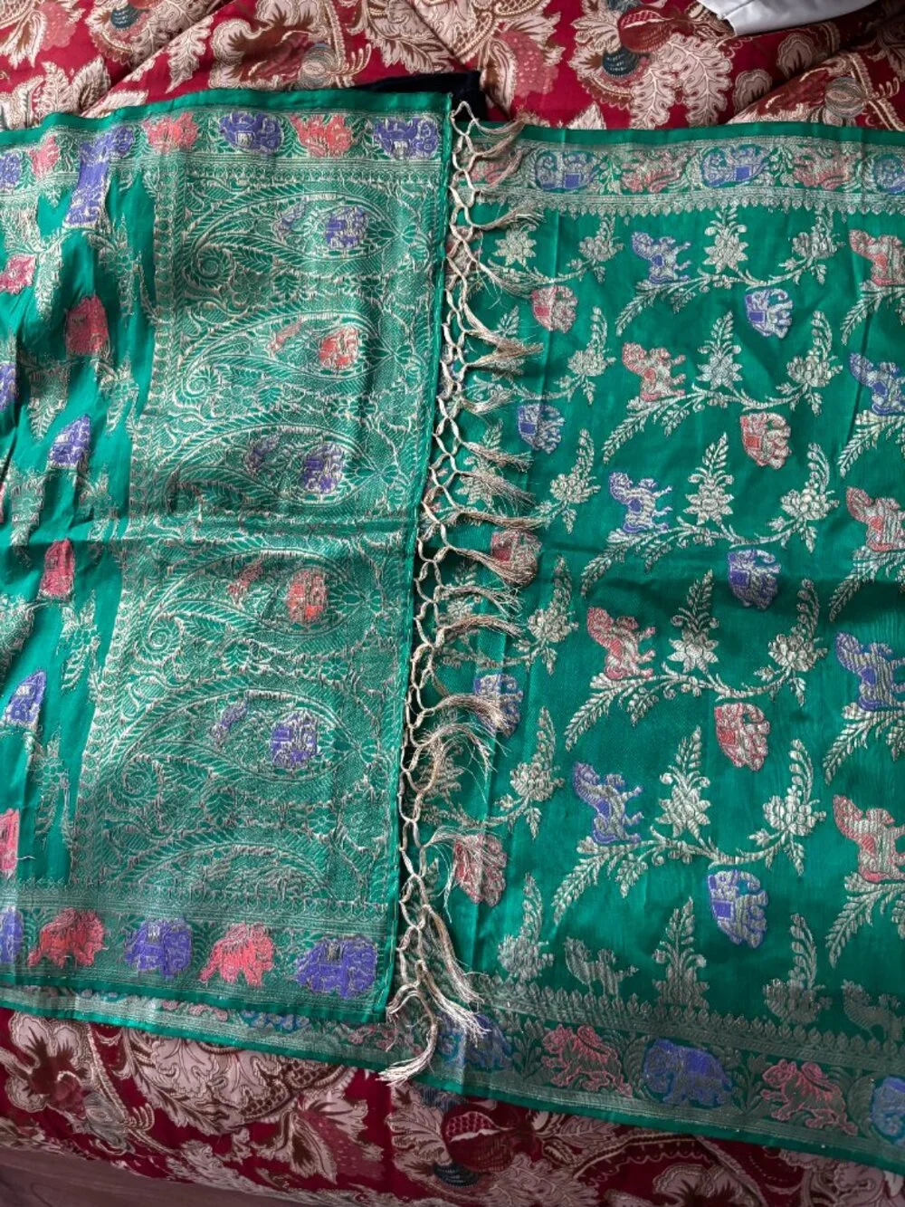 banarasi saree vintage green silk 70